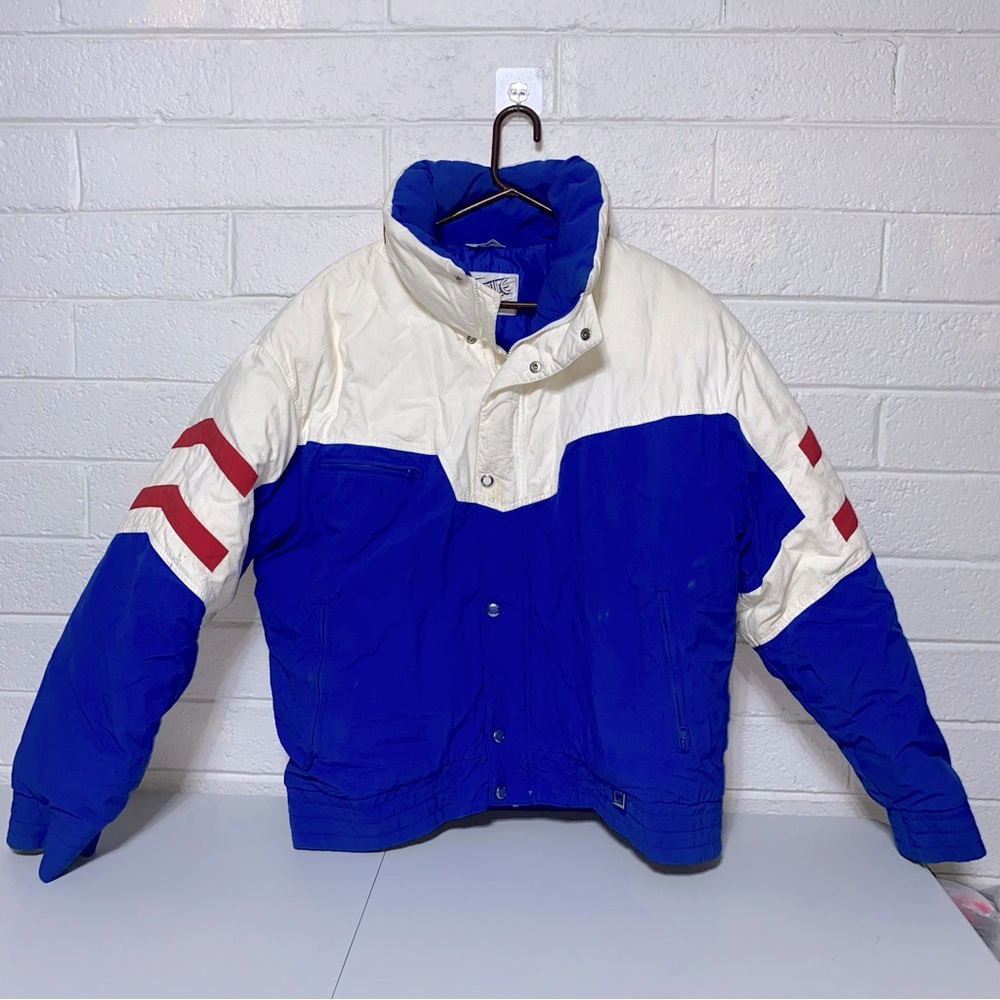Vintage Down Feather Insulated Puffy Coat Profile Colorblock Big Fluffy Men’s XL